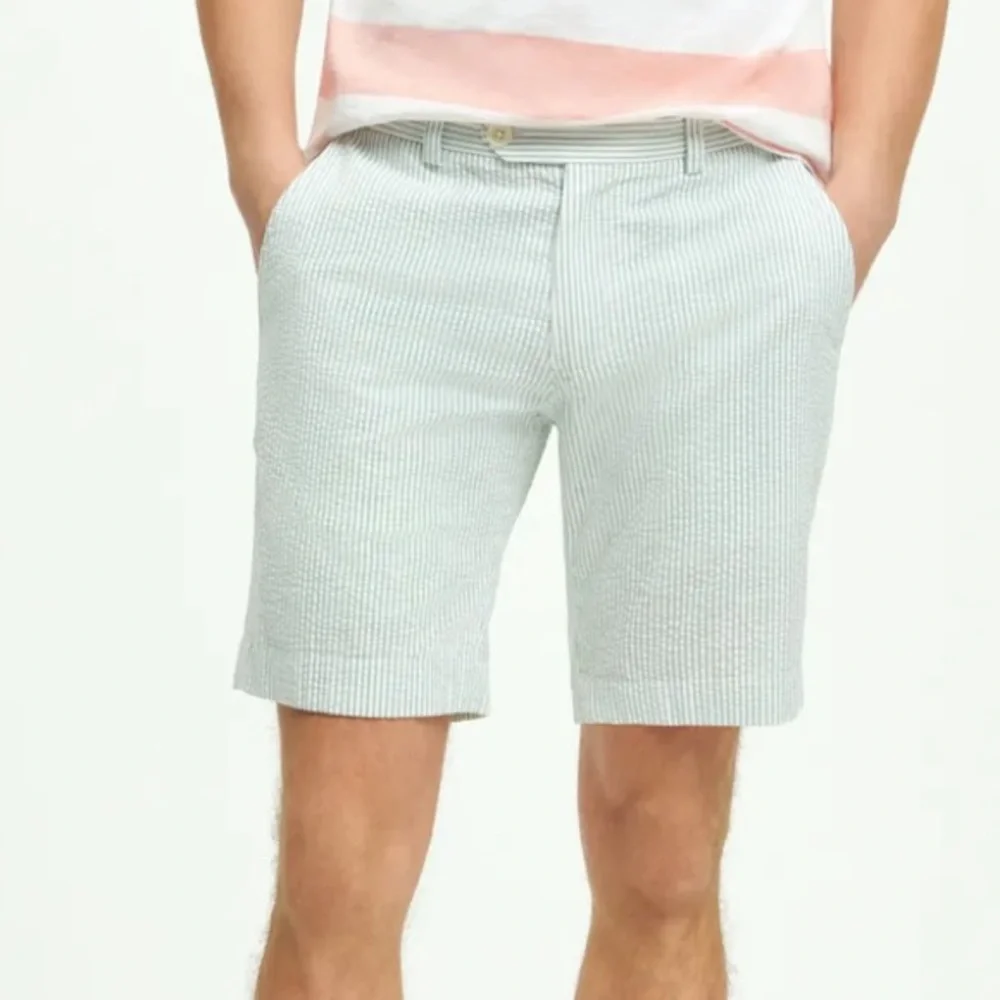 Brooks Brothers Washed Stretch Cotton Seersucker Shorts - Picture 3 of 12